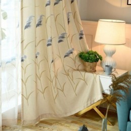 Pastoral Style Reed Printing Blackout Curtain Made to Measure Curtain For Living Room Bedroom