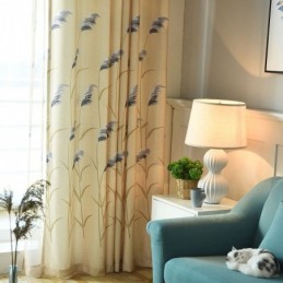 Pastoral Style Reed Printing Blackout Curtain Made to Measure Curtain For Living Room Bedroom