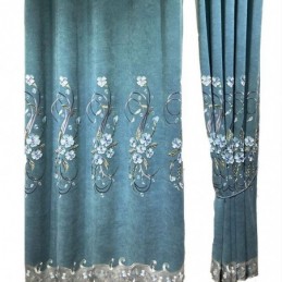 Chenille Curtain Made to Measure Curtain Modern Floral Embroidery