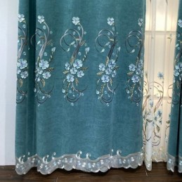 Chenille Curtain Made to Measure Curtain Modern Floral Embroidery