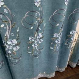 Chenille Curtain Made to Measure Curtain Modern Floral Embroidery