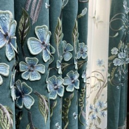 Chenille Curtain Made to Measure Curtain Modern Floral Embroidery