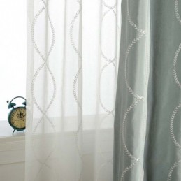 Modern Breathable Sheer Curtain Made to Measure Curtain 8 Shape Embroidery Living Room