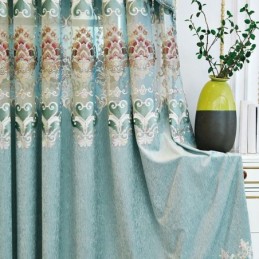 Chenille Curtain Made to Measure Curtain Europe Style Embroidery Flower Window Treatment