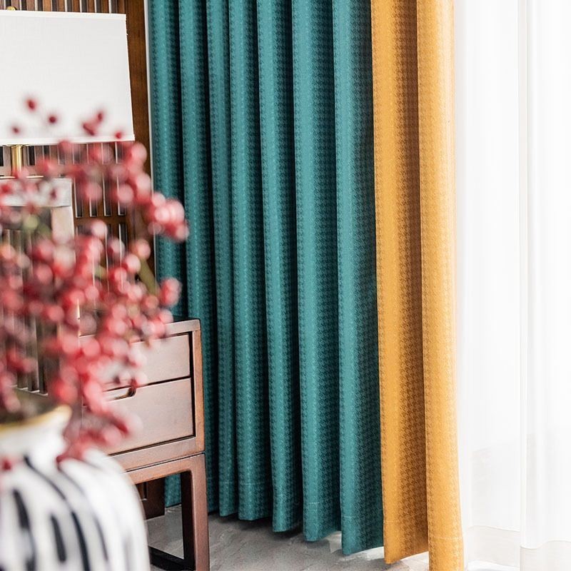 Houndstooth Jacquard Curtain Made to Measure Curtain Blackout For Living Room Bedroom