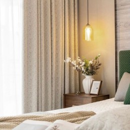 Elegant Blackout Curtains With Leaves Print For Living Room