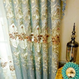 Chenille Curtain Made to Measure Curtain Europe Style Embroidery Flower Window Treatment