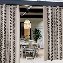 Outdoor Curtains Waterproof Drapes With Geometric Print For Porch Gazebo