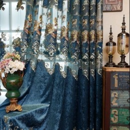 Chenille Curtain Made to Measure Curtain Hollow Out Embroidery Flower