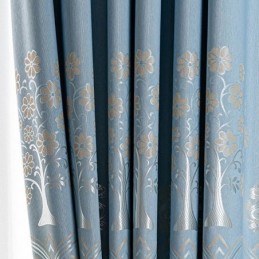 Trees Print Curtain Made to Measure Curtain Set Linen Textured Window Drapes For Bedroom
