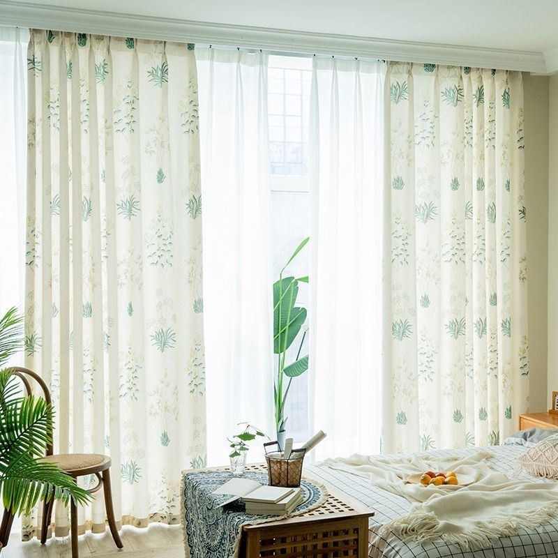 Tropical Printed Blackout Curtains Green Leaves Curtain Made to Measure Curtain For Bedroom