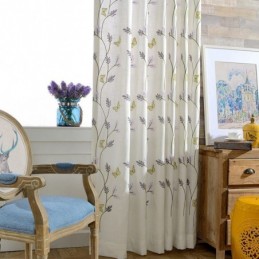 Nordic White Semi Blackout Curtains Butterfly Flower Curtain Made to Measure Curtain Drape For Living Room