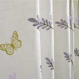 Nordic White Semi Blackout Curtains Butterfly Flower Curtain Made to Measure Curtain Drape For Living Room