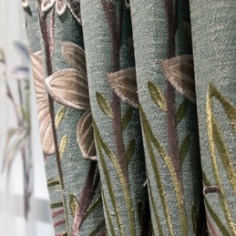 Chenille Curtain Made to Measure Curtain Modern Floral Embroidery