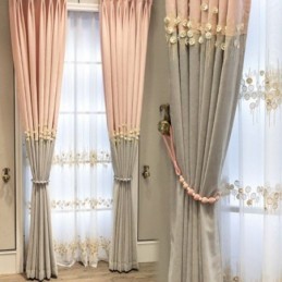Blackout Curtain Made to Measure Curtain Nordic Flowers Embroidery Decorative