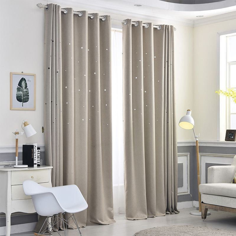 Blackout Curtain Made to Measure Curtain Solid Color Hollow Out Star