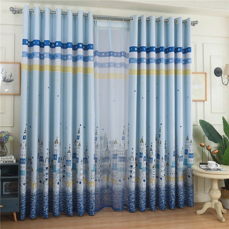 New Castle Printed Curtains European Window Drapes For Living Bedroom