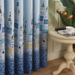New Castle Printed Curtains European Window Drapes For Living Bedroom