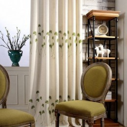 Modern Curtain Made to Measure Curtain Cotton Linen Fresh Leaf Embroidery