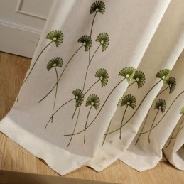 Modern Curtain Made to Measure Curtain Cotton Linen Fresh Leaf Embroidery