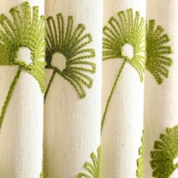 Modern Curtain Made to Measure Curtain Cotton Linen Fresh Leaf Embroidery