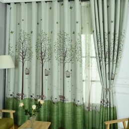 Modern Pastoral Curtains Tree Printed For Living Room Bedroom