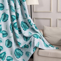 Modern Tropical Printed Curtains Green Leaves Window Drape For Living Room