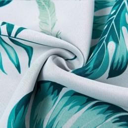 Modern Tropical Printed Curtains Green Leaves Window Drape For Living Room