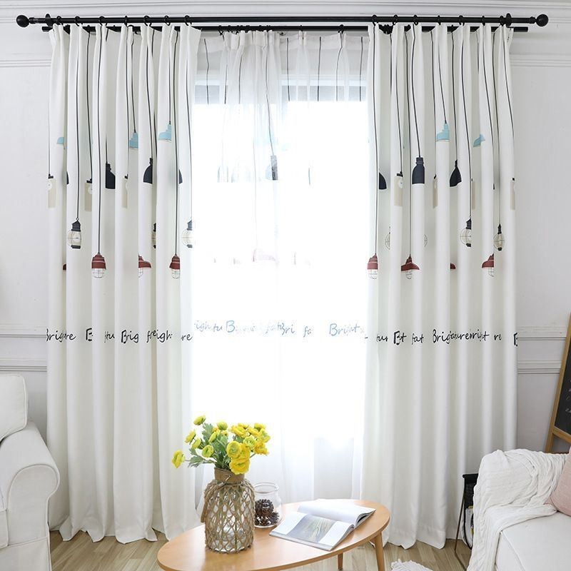 Modern Printed Curtain Made to Measure Curtain Chandelier Pattern Blackout For Living Room