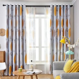 Blackout Curtain Made to Measure Curtain Nordic Leaf Printing Window