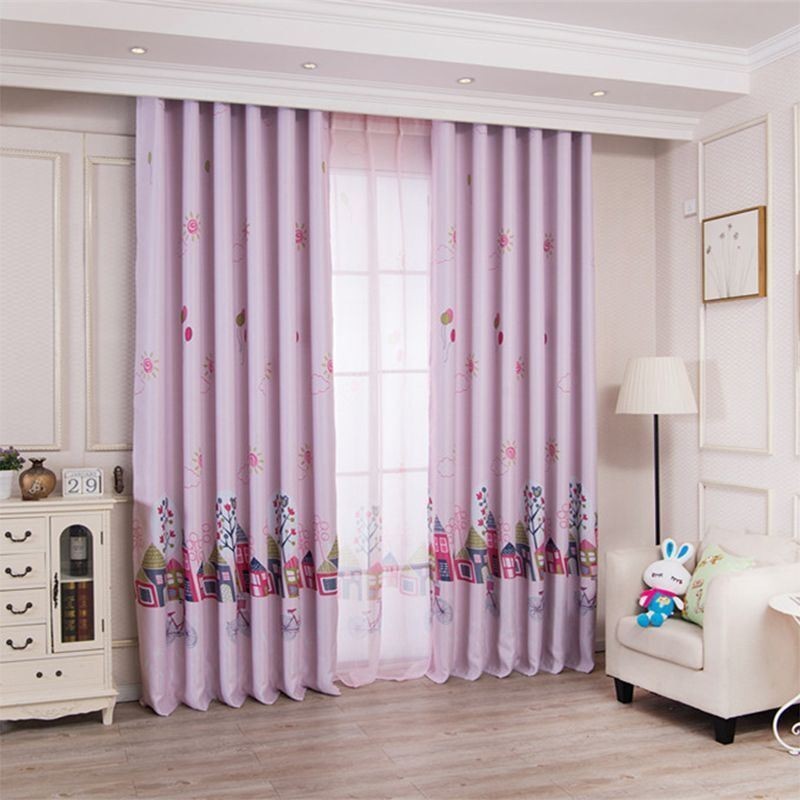 Cartoon House Blackout Window Curtains Children's Room Curtain Made to Measure Curtain