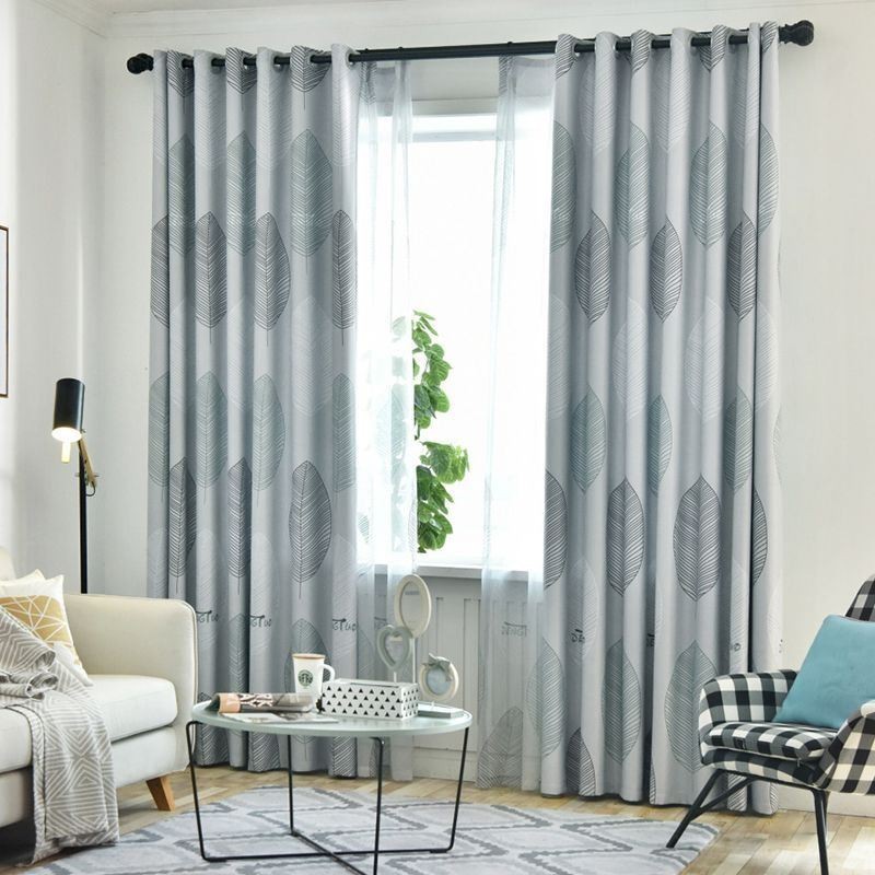 Blackout Curtain Made to Measure Curtain Nordic Leaf Printing Window