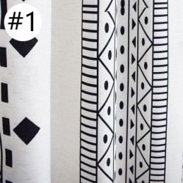 Geometric Printing Curtains Half Blackout Tassel Cotton Linen Drape For Living Room
