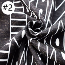 Geometric Printing Curtains Half Blackout Tassel Cotton Linen Drape For Living Room