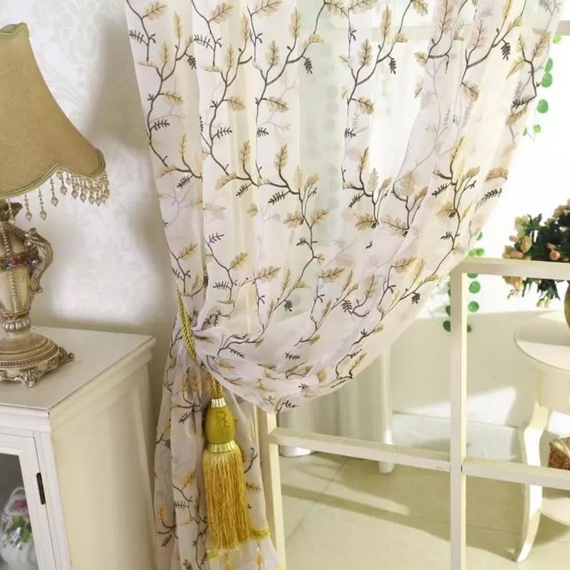 American Pastoral Sheer Curtains Advanced Customization Embroidery Pattern