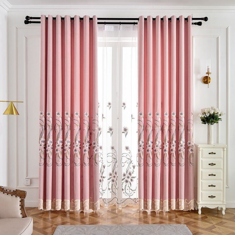 Chenille Curtain Made to Measure Curtain Modern Floral Embroidery