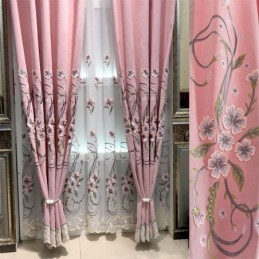 Chenille Curtain Made to Measure Curtain Modern Floral Embroidery