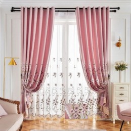 Chenille Curtain Made to Measure Curtain Modern Floral Embroidery
