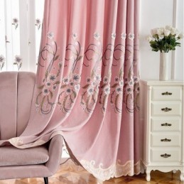 Chenille Curtain Made to Measure Curtain Modern Floral Embroidery
