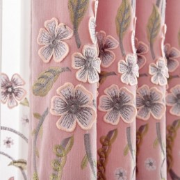 Chenille Curtain Made to Measure Curtain Modern Floral Embroidery