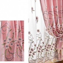 Chenille Curtain Made to Measure Curtain Modern Floral Embroidery