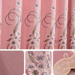 Chenille Curtain Made to Measure Curtain Modern Floral Embroidery