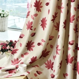 Leaf Printed Blackout Curtains Fabric For Living Room