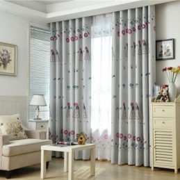 Cartoon Girl Print Curtain...