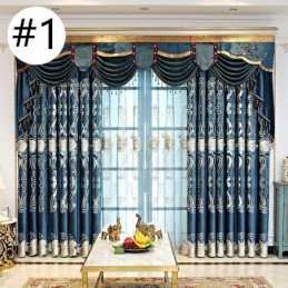 Chenille Curtain Made to Measure Curtain European Style Floral Embroidery