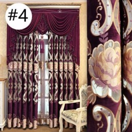 Chenille Curtain Made to Measure Curtain European Style Floral Embroidery