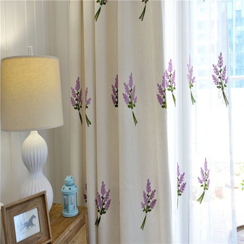 Cotton Linen Curtain Made to Measure Curtain Minimalist Embroidery