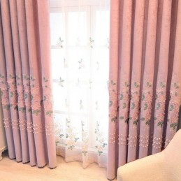 Chenille Curtain Made to Measure Curtain Modern Floral Embroidery