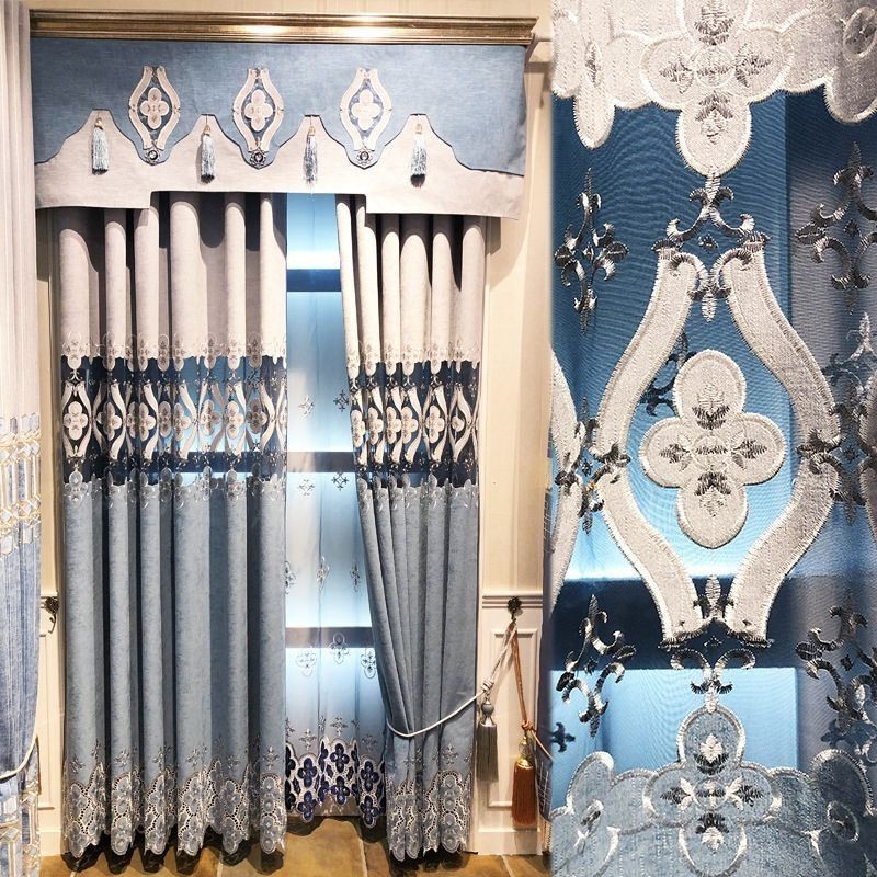 Chenille Curtain Made to Measure Curtain European Style Floral Embroidery