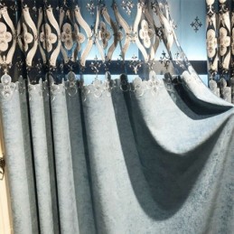 Chenille Curtain Made to Measure Curtain European Style Floral Embroidery